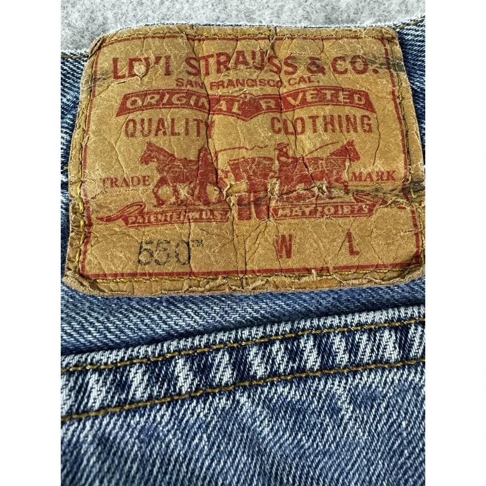 Levi's 550 Jeans Mens 50x30 Blue Relaxed Tapered Fit Light Wash Denim Casual
